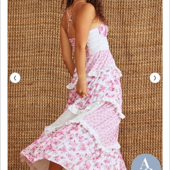 Altar'd State Pink Floral Ruffled Maxi Dress - Picture 3 of 4